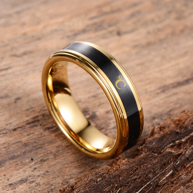 Smart Ring O Temperature Sensing Mood Ring Personalized Tungsten Stainless Steel Couples Rings