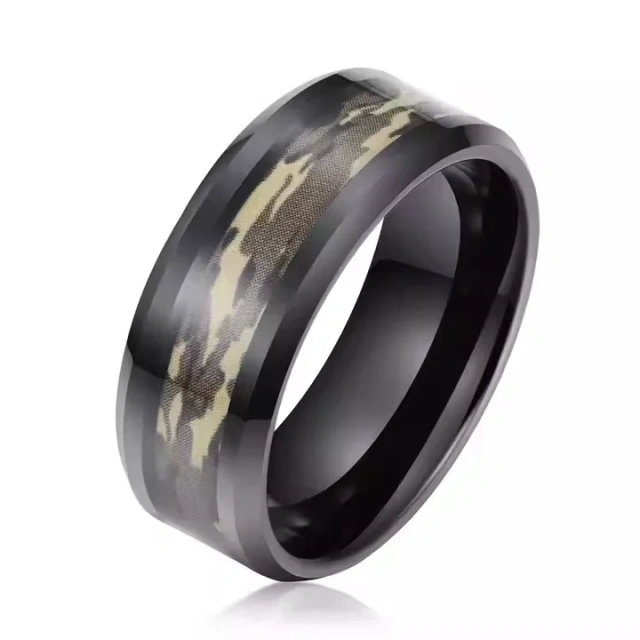 Luxury Men Tungsten Ring Silver Plated Green Camouflage Inlay Tungsten Carbide Steel Ring for Men Wedding Band Ring comfort It