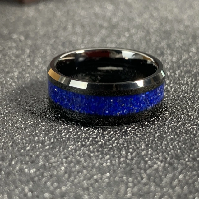 Men's Daily Wear Rings Lapis Lazuli Stone Inlay Tungsten Carbide Rings for Men