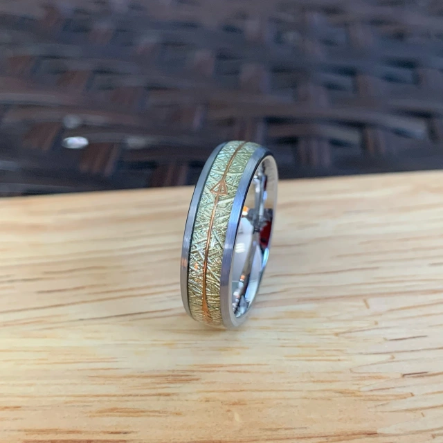 Factory OEM Tungsten Jewelry Engagement Gift 6MM Tungsten Ring Meteorite Rings for Men Silver