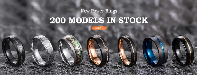 Trending Custom Tungsten Jewelry 8MM Inlay Natural Stone Men Fashion Rings Stone Tungsten Rings Black Tungsten Carbide Ring