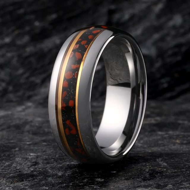 China Wholesale Price Fashion Jewelry Rings for Men Silver Plated Inlay Stone Luxury Tungsten Carbide Men Ring