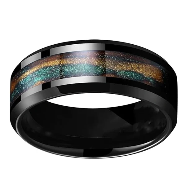 Lowest Price Luxury 8MM Black Tungsten Carbide New Trend Galaxy Tungsten Rings Men Wedding Ring Fashion Jewelry Rings