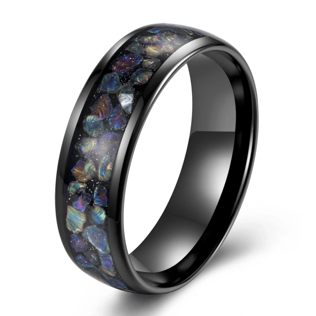 Ouyuan Outer Space Black Tungsten Carbide Rings For Couples Wedding