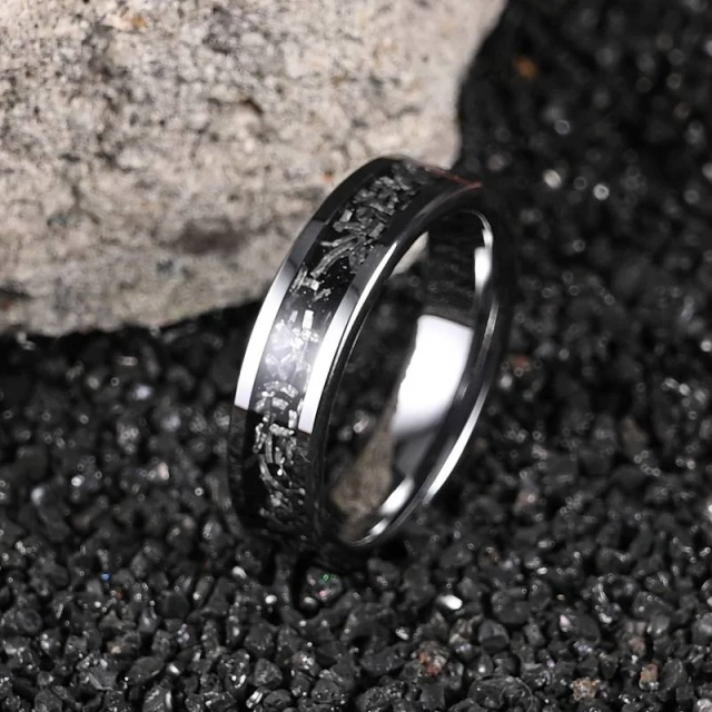 Custom Engagement Band Tungsten Steel Silver 4MM Tungsten Meteorite Ring Accessories Women Rings Jewelry Womens