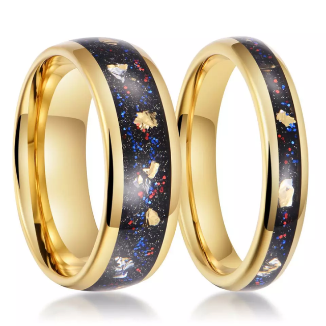 Wholesale Factory Price 8MM and 4MM Gold Tungsten Jewelry Tungsten Carbide Ring Couple Rings for Women Men