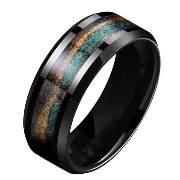Lowest Price Luxury 8MM Black Tungsten Carbide New Trend Galaxy Tungsten Rings Men Wedding Ring Fashion Jewelry Rings