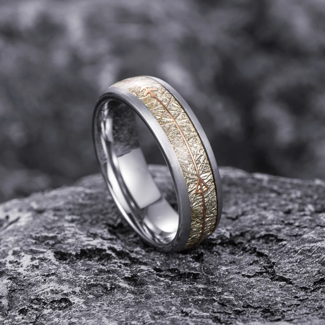 Factory OEM Tungsten Jewelry Engagement Gift 6MM Tungsten Ring Meteorite Rings for Men Silver