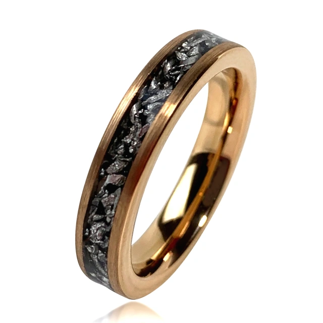 Luxury Jewelry Men's Rings Tungsten Carbide Inlay Meteorite Gold Plated Rings