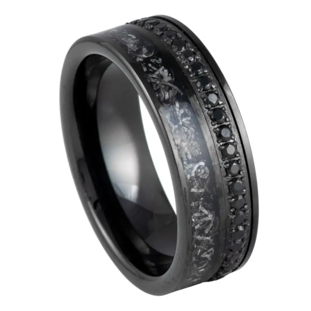 Luxury Black Plated Tungsten Ring for Men Fashion Jewelry Inlay Cz Dimomd Wedding Party Rings 6mm 8mm for Engagement Gift