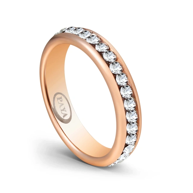 Fashion Jewelry 4mm Cz Stone Inlay Rose Gold Hammered Tungsten Ring for Men Women Eternity Fashion Engagement Wedding Band