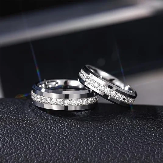 Tungsten Carbide Men Women Ring Customized Engagement Fashion Rings Wedding Ring Tungsten Steel Jewelry for Couple