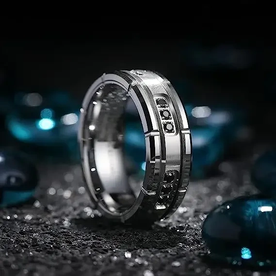 Wholesale Custom 8mm Tungsten Carbide Steel Inlay Cz Stone Gold Plated 18k Matte Wedding Rings Couple Set