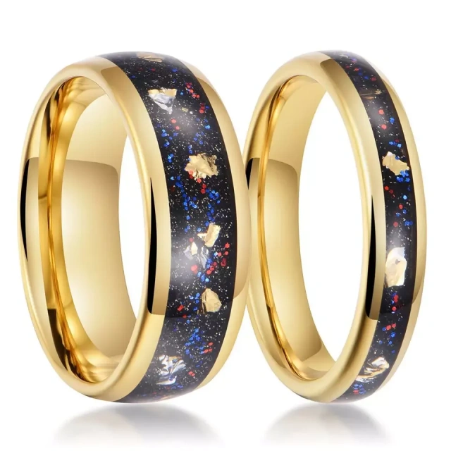 Wholesale Factory Price 8MM and 4MM Gold Tungsten Jewelry Tungsten Carbide Ring Couple Rings for Women Men