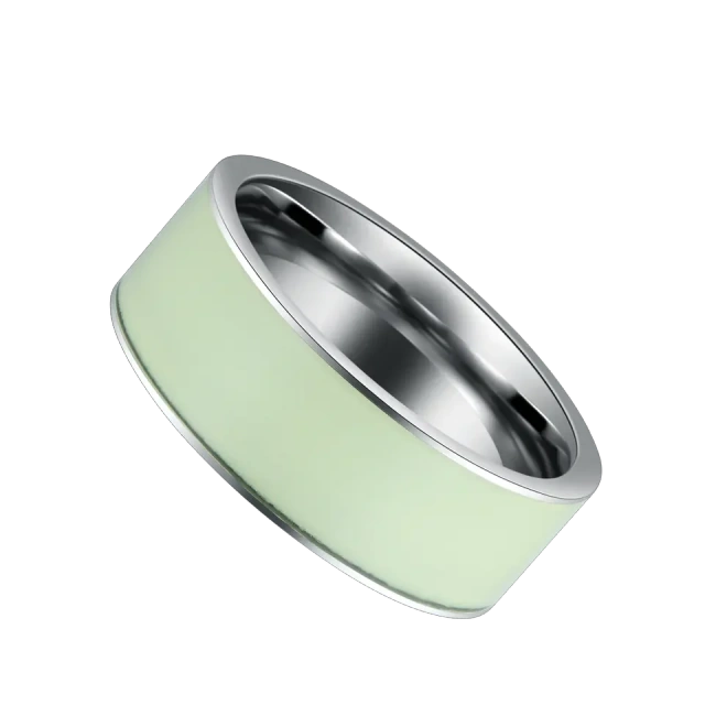 Ouyuan Jewelry Wholesale 8mm High Polished Mens Womens Inlay Luminous Sticker Silver Tungsten Man Rings Wedding Band