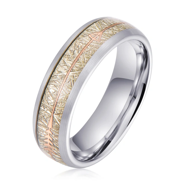 Factory OEM Tungsten Jewelry Engagement Gift 6MM Tungsten Ring Meteorite Rings for Men Silver