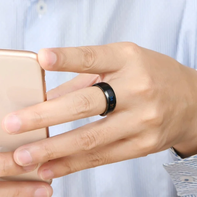 WholesaleJewelry Color Changing Mood Body Temperature Black Smart Rings Tungsten Carbide Ring