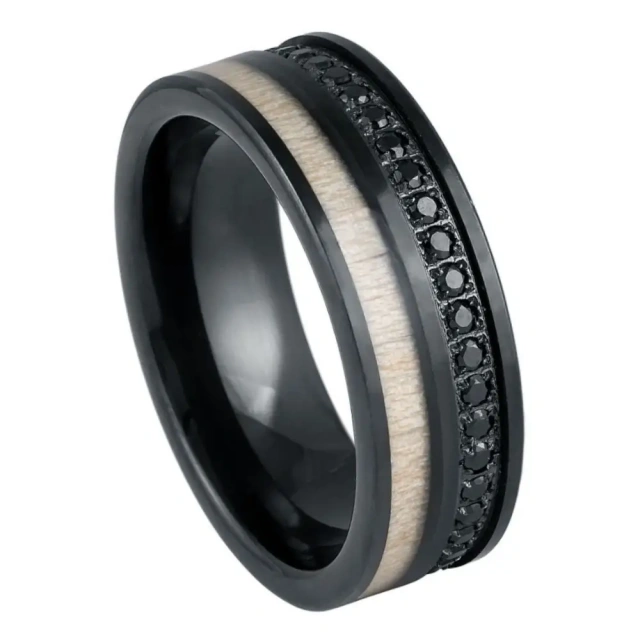 Luxury Black Plated Tungsten Ring for Men Fashion Jewelry Inlay Cz Dimomd Wedding Party Rings 6mm 8mm for Engagement Gift