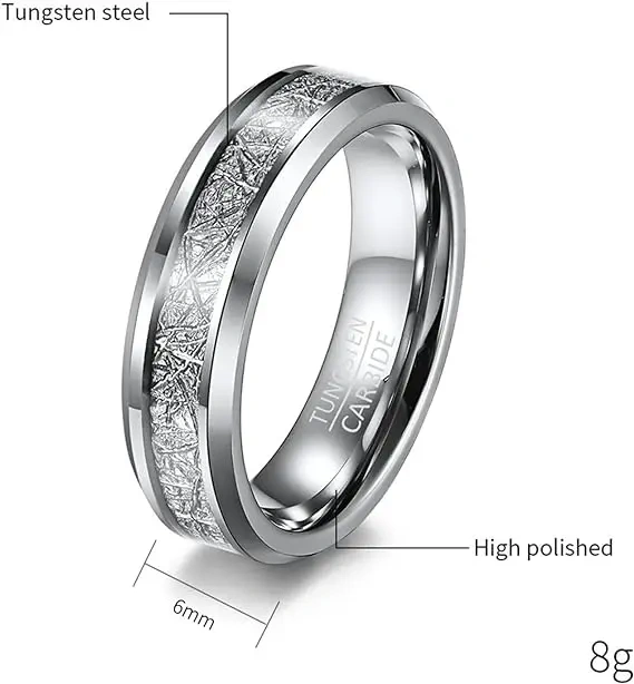 Silver Plated Tungsten Carbide Wedding Couple Ring Men Wedding Band Ring Inlay Silver Wire