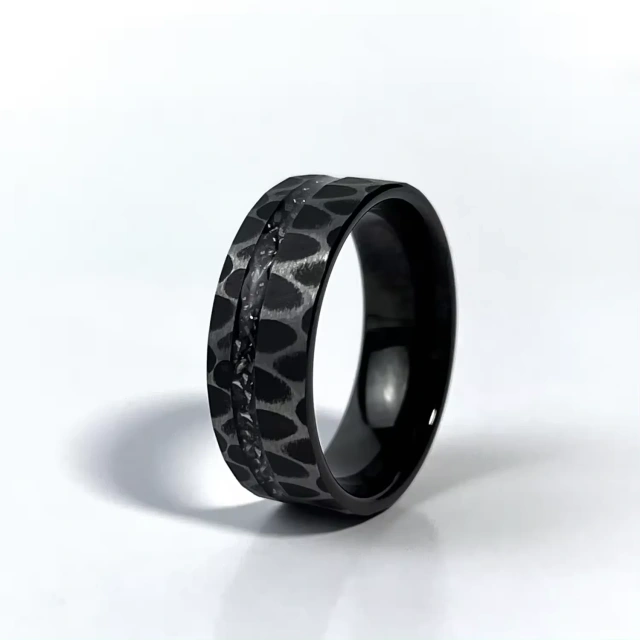 Tungsten Ring Wholesale Price 8mm Black Tungsten Carbide for Men Rings Inlay Meteorite Fine Jewelry