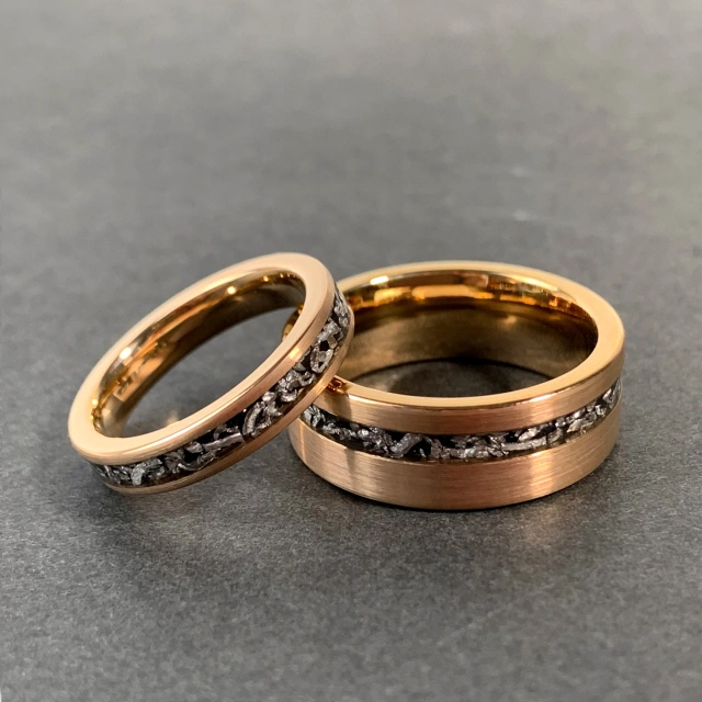 Luxury Jewelry Men's Rings Tungsten Carbide Inlay Meteorite Gold Plated Rings