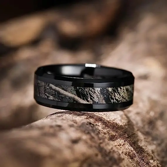 Luxury Fashion Silver Plated Jewelry Inlay Natural Stone Tungsten Carbide Rings for Men
