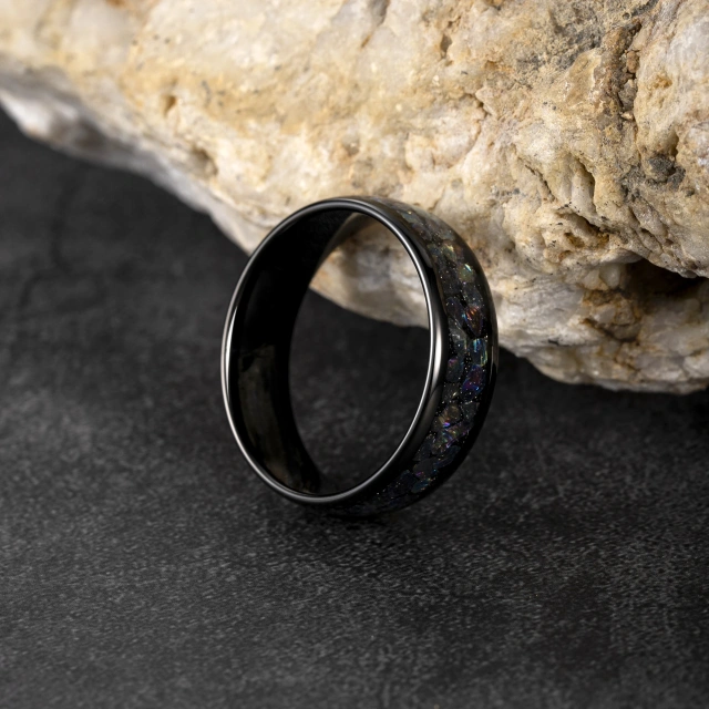 Ouyuan Outer Space Black Tungsten Carbide Rings For Couples Wedding