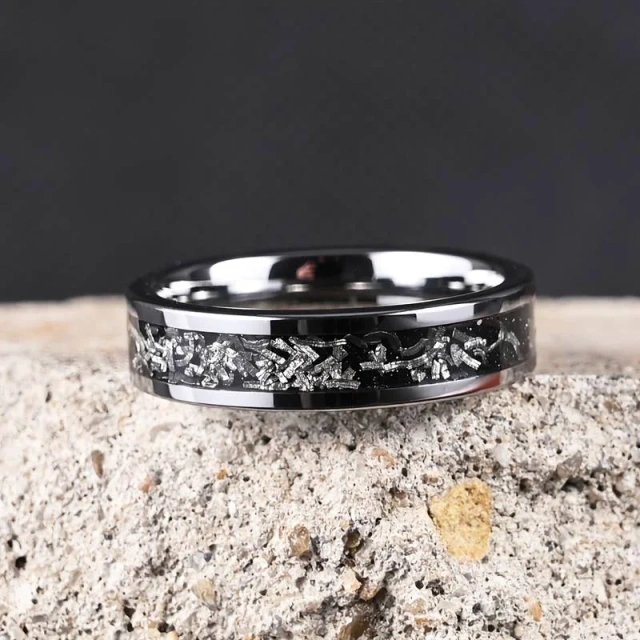 Custom Engagement Band Tungsten Steel Silver 4MM Tungsten Meteorite Ring Accessories Women Rings Jewelry Womens