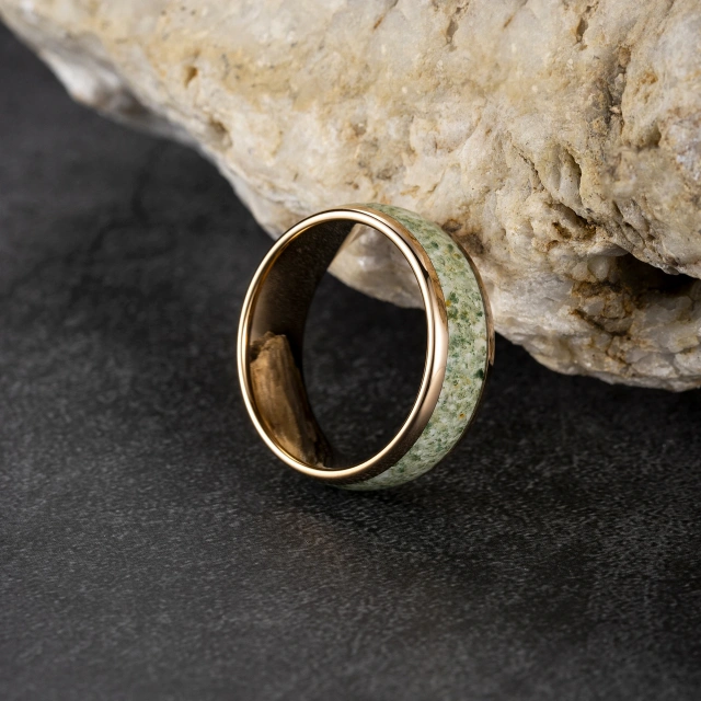 Trending Factory Price 4/6/8mm Width Luxury Jewelry Moss Agate Inlay Men Ring Tungsten Rings for Men Fashion Jewelry