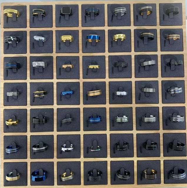 4mm High Polished Girls Ring Inlay Crushed White Fire Opal Tungsten Carbide Ring Rose Gold Plated Australian Fire Opal Rings