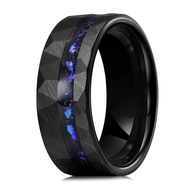 Black Blue Galaxy Red Opal Custom Tungsten Jewelry Fashion Men Women Rings for Couple Wedding Rings Tungsten Carbide Ring