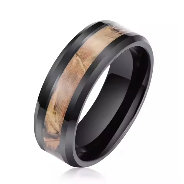 Luxury Men Tungsten Ring Silver Plated Green Camouflage Inlay Tungsten Carbide Steel Ring for Men Wedding Band Ring comfort It