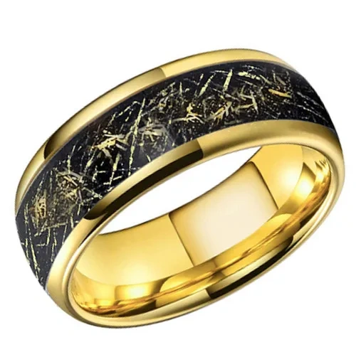 Custom Inlay Tungsten Rings 18k Gold Men Rings Jewelry Ring