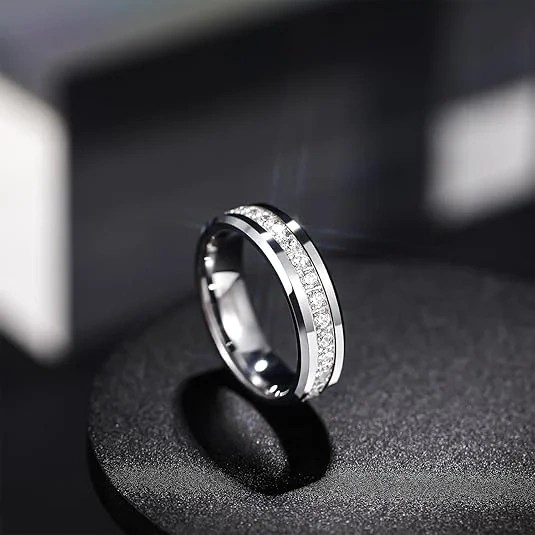 Tungsten Carbide Men Women Ring Customized Engagement Fashion Rings Wedding Ring Tungsten Steel Jewelry for Couple