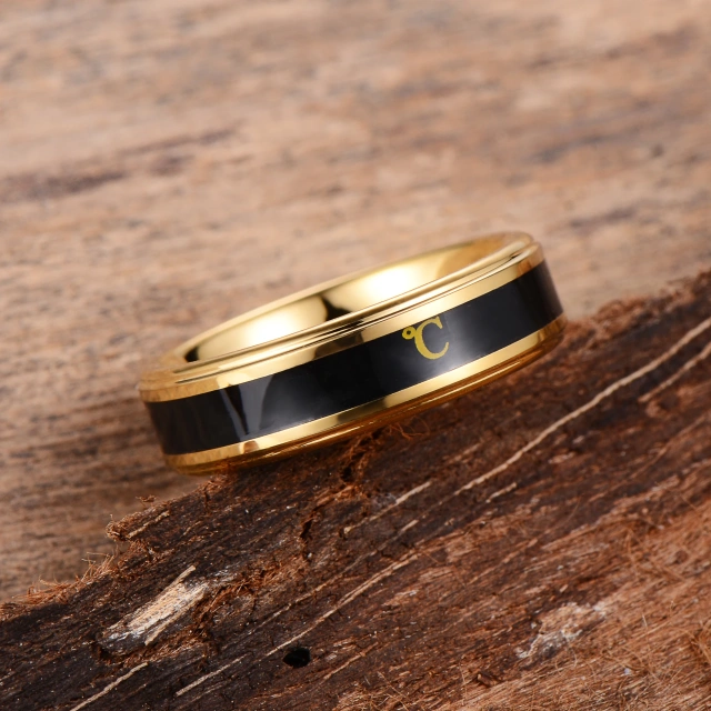 Smart Ring O Temperature Sensing Mood Ring Personalized Tungsten Stainless Steel Couples Rings