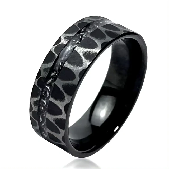 Tungsten Ring Wholesale Price 8mm Black Tungsten Carbide for Men Rings Inlay Meteorite Fine Jewelry