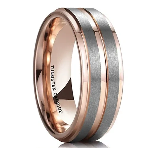 Custom Inlay Tungsten Rings 18k Gold Men Rings Jewelry Ring