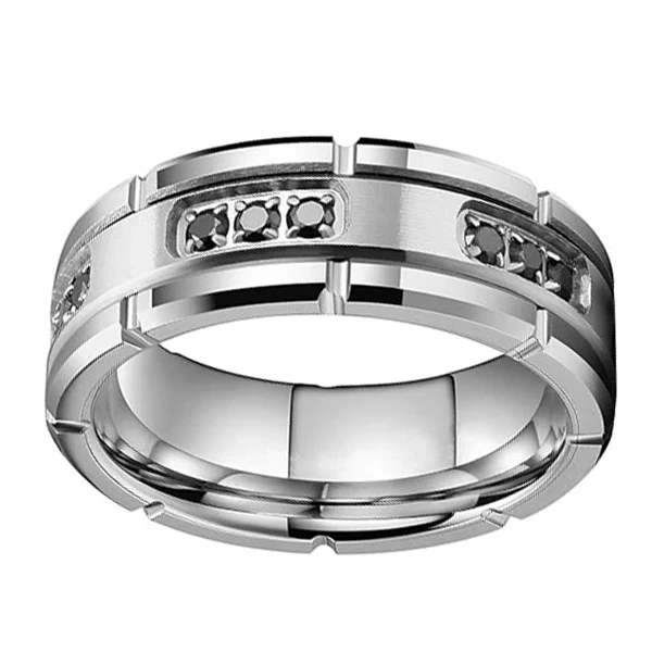Silver Plated Cubic Zircon Inlay Tungsten Carbide Ring comfort Fit Cz Inlay Couple Tungsten Carbide Rings Men