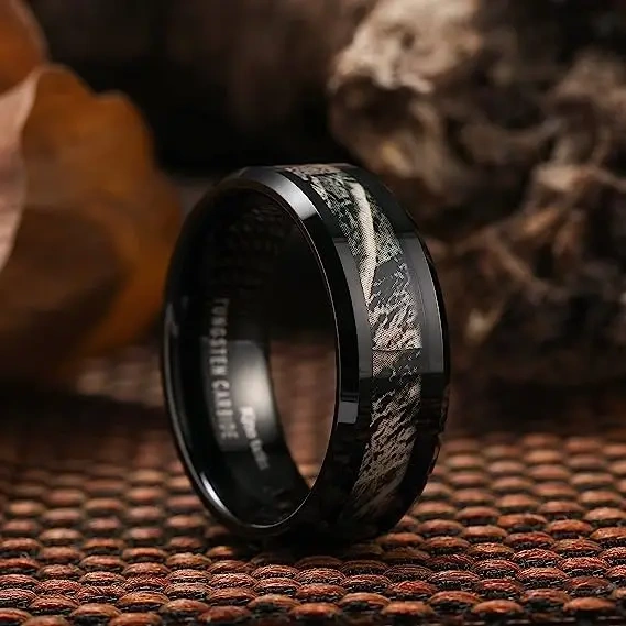 Luxury Fashion Silver Plated Jewelry Inlay Natural Stone Tungsten Carbide Rings for Men
