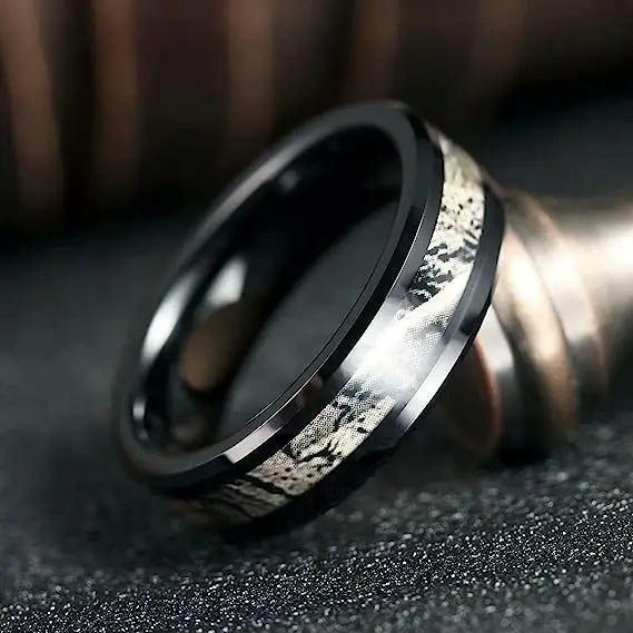 Luxury Fashion Silver Plated Jewelry Inlay Natural Stone Tungsten Carbide Rings for Men