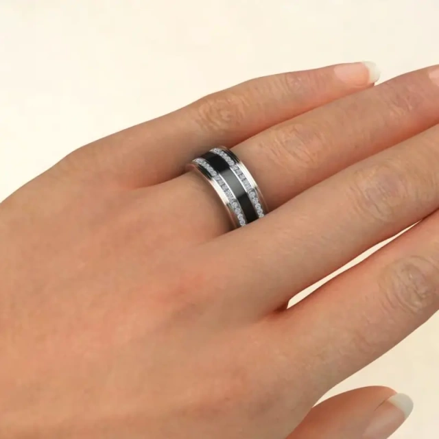 Wholesale Bulk Price Fine Jewelry Silver Plated Cz Fashion Tungsten Carbide Rings for Men