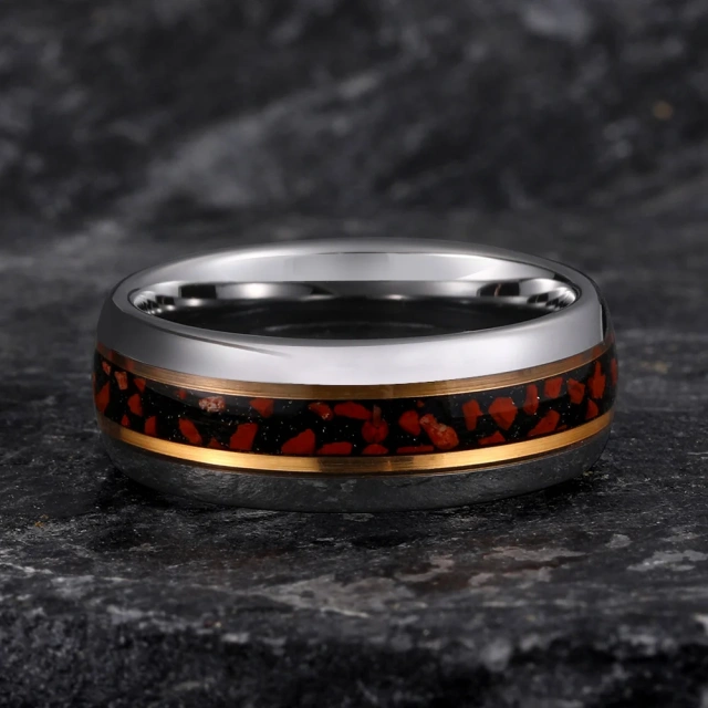 China Wholesale Price Fashion Jewelry Rings for Men Silver Plated Inlay Stone Luxury Tungsten Carbide Men Ring