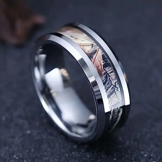 Luxury Fashion Silver Plated Jewelry Inlay Natural Stone Tungsten Carbide Rings for Men