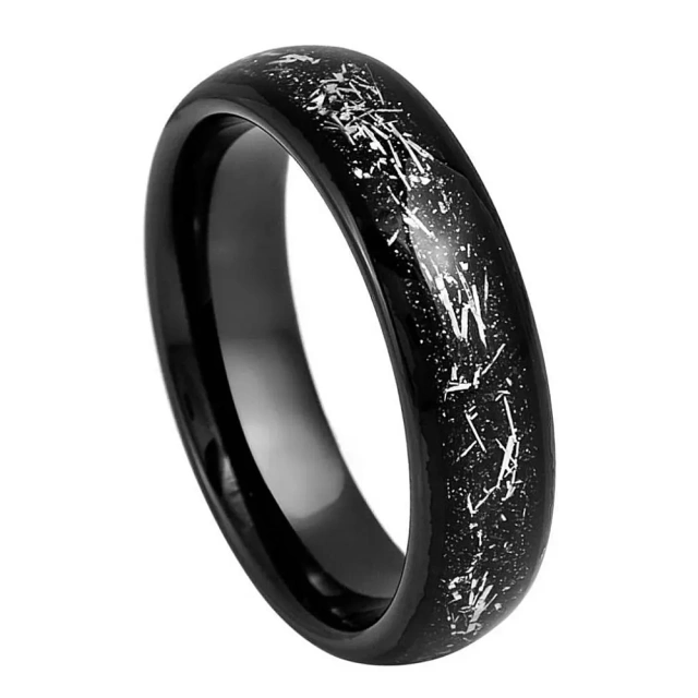 Black Sand Inlay Tungsten Ring for Men Fashion Jewelry Luxury Men Ring Comfort It Ring