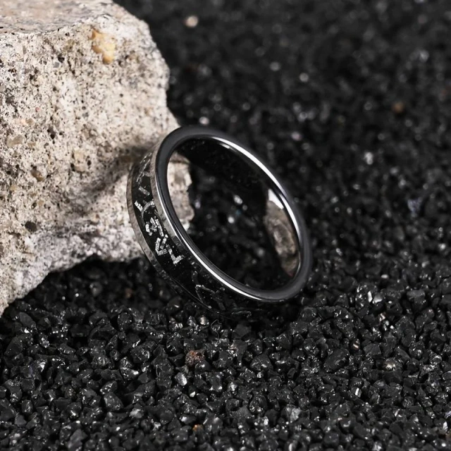 Custom Engagement Band Tungsten Steel Silver 4MM Tungsten Meteorite Ring Accessories Women Rings Jewelry Womens