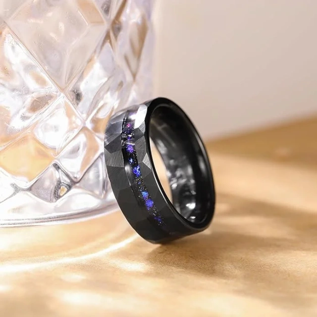 Black Blue Galaxy Red Opal Custom Tungsten Jewelry Fashion Men Women Rings for Couple Wedding Rings Tungsten Carbide Ring