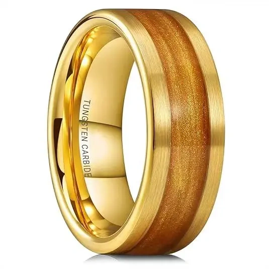 Trending Luxury Tungsten Gold Ring Custom Mens Tungsten Wedding Band Jewelry Women Rings Tungsten Rings for Men