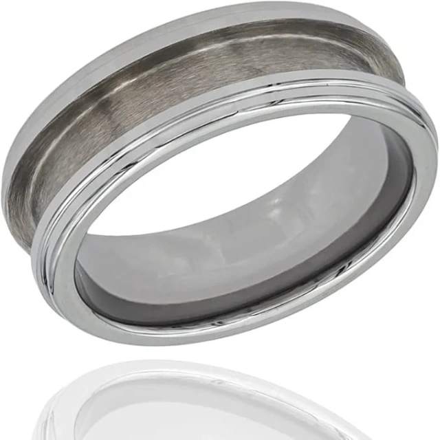 China Supplier Tungsten Titanium Channel Ring Blanks High Polished Grooved Stainless Steel Ring Core Blank Rings with Step