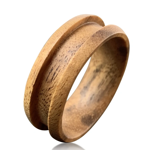 Popular Diy Jewelry Wedding Band Base Core 8mm Dome Edge Channel Setting Sandalswood Ring Blanks for Inlay