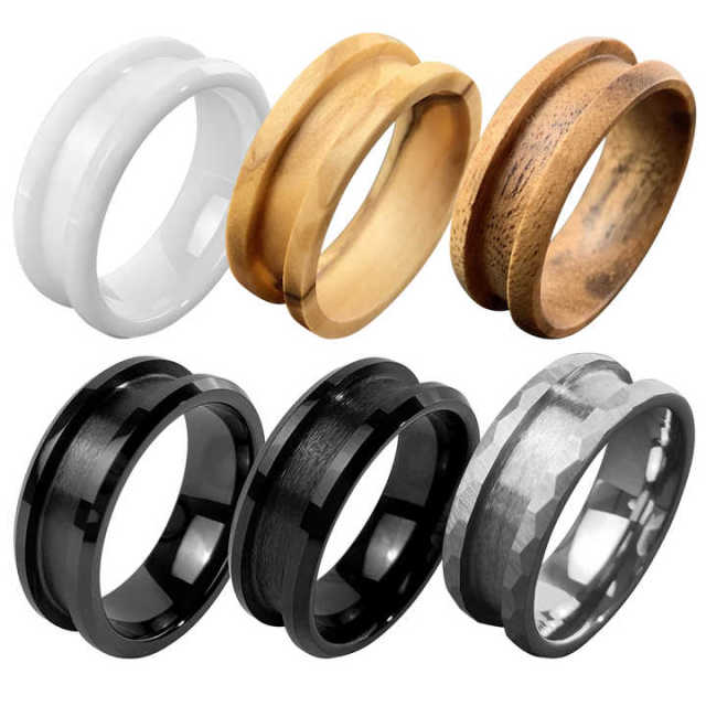 4mm 6mm 8mm Black White Ceramic Stainless Steel Titanium Tungsten Ring Core Blank for Inlay